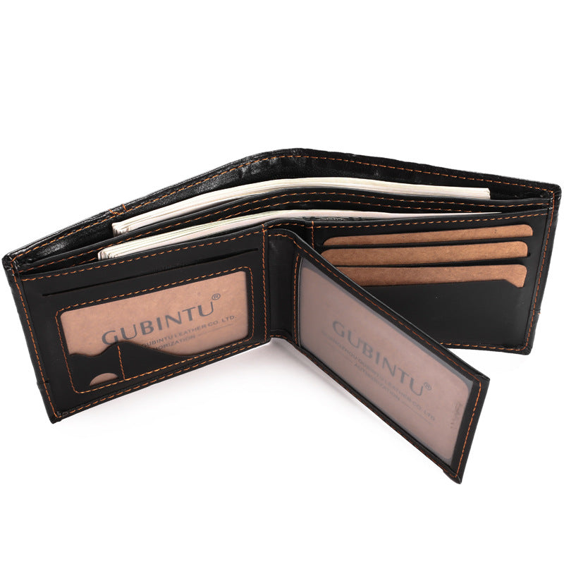mens leather wallet zipper coin pocket detail close up