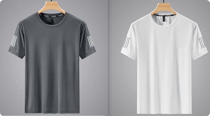 Summer Solid Color Round Neck Top Clothing Speed Sporty Simplicity Ice T-shirt Men