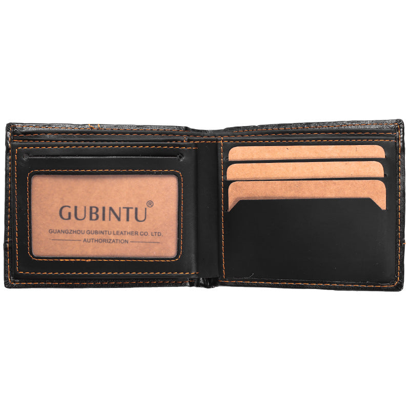 mens leather wallet zipper coin pocket detail close up