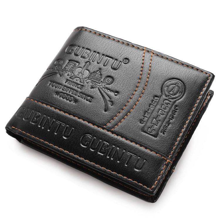 mens leather wallet zipper coin pocket detail close up