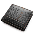 mens leather wallet zipper coin pocket detail close up