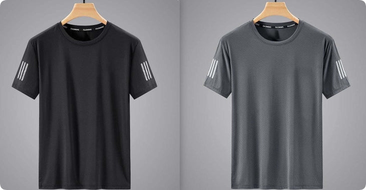 Summer Solid Color Round Neck Top Clothing Speed Sporty Simplicity Ice T-shirt Men