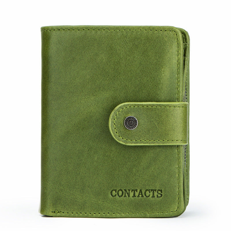 mens cowhide leather wallet side view slim fold wallet