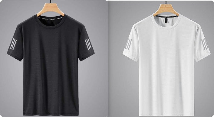 Summer Solid Color Round Neck Top Clothing Speed Sporty Simplicity Ice T-shirt Men